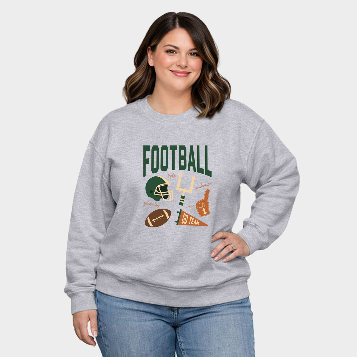 Football Green Icons -  Women's Plus Sized Graphic Sweatshirt