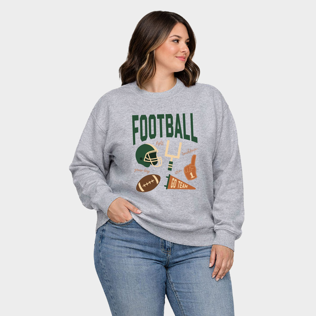 Football Green Icons -  Women's Plus Sized Graphic Sweatshirt