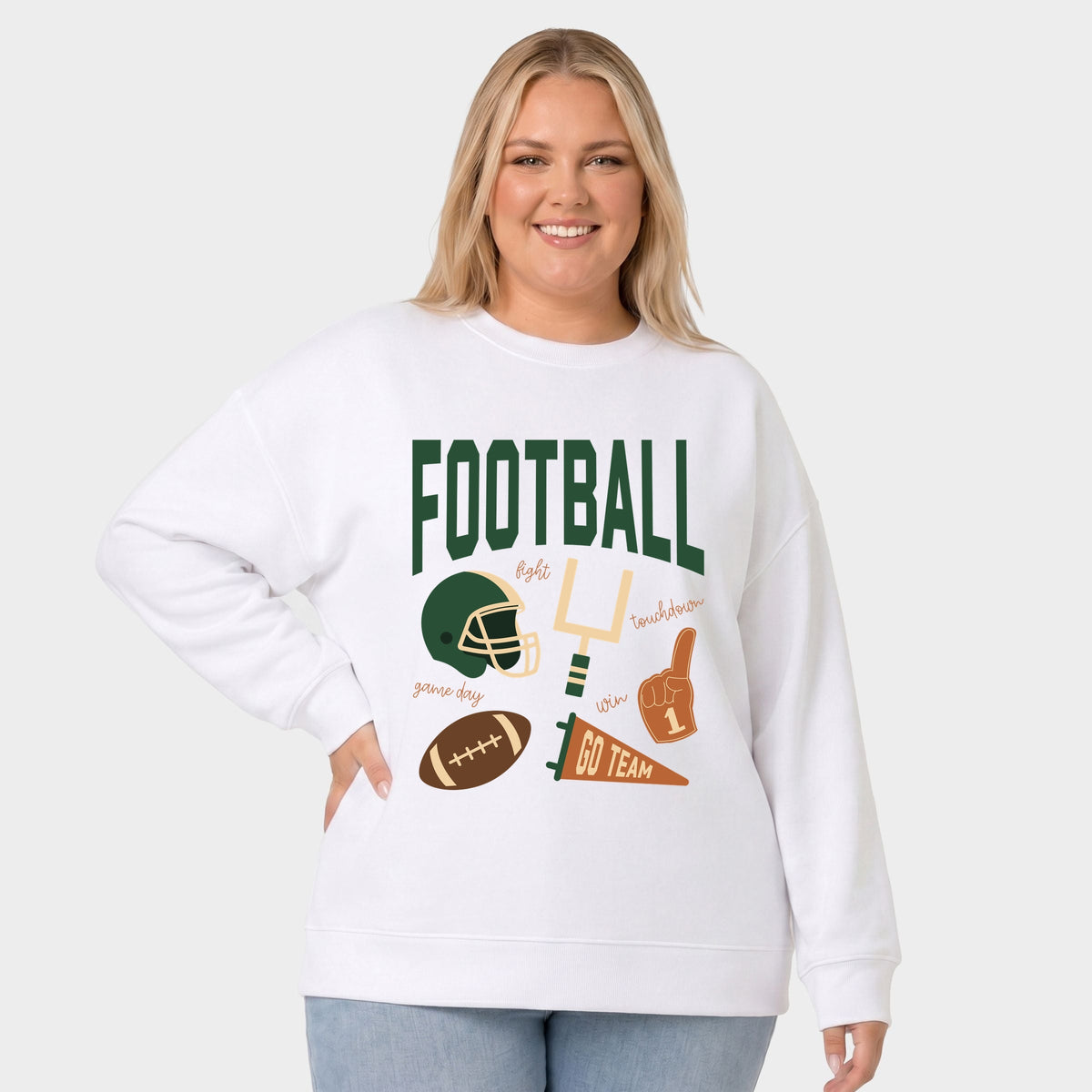 Football Green Icons -  Women's Plus Sized Graphic Sweatshirt