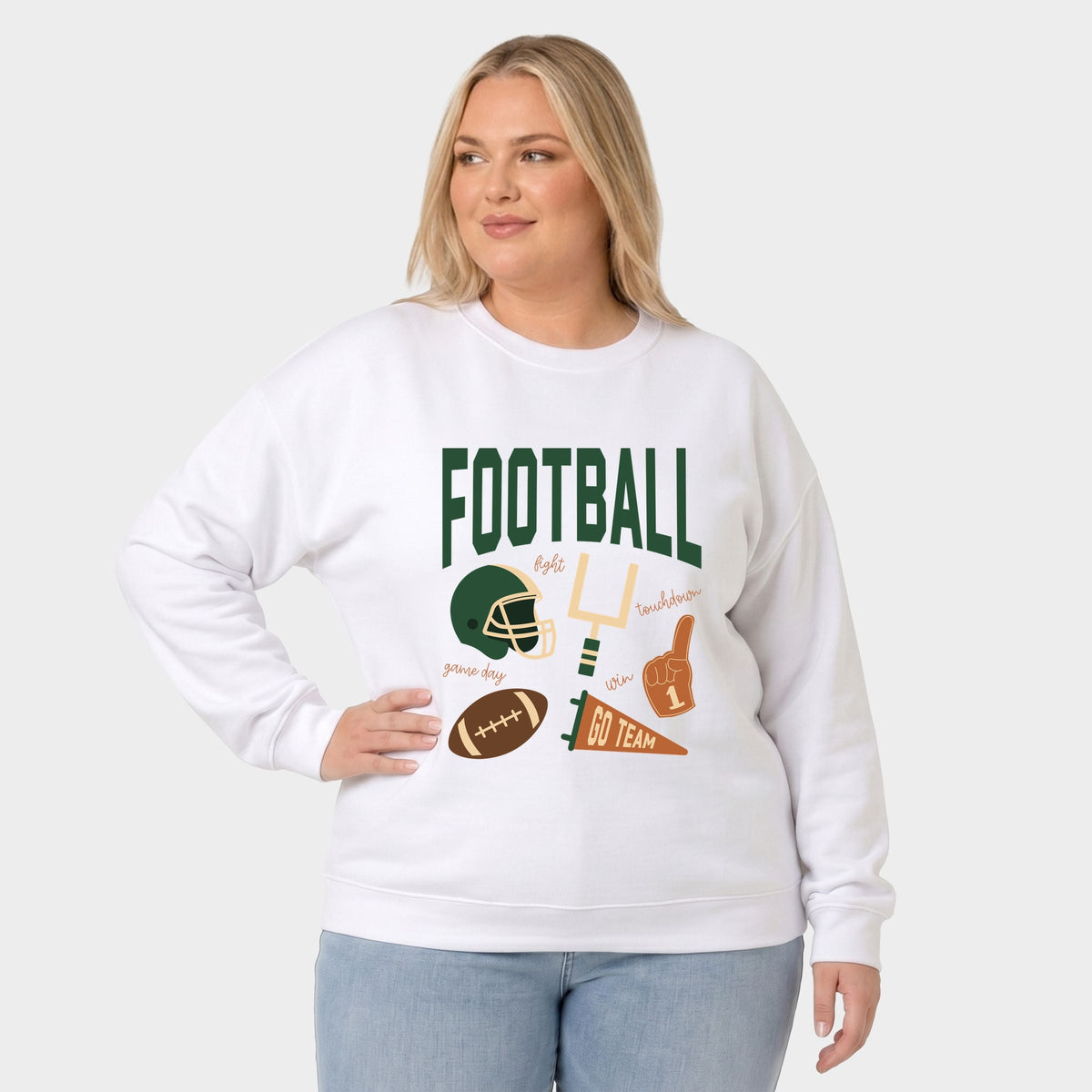 Football Green Icons -  Women's Plus Sized Graphic Sweatshirt