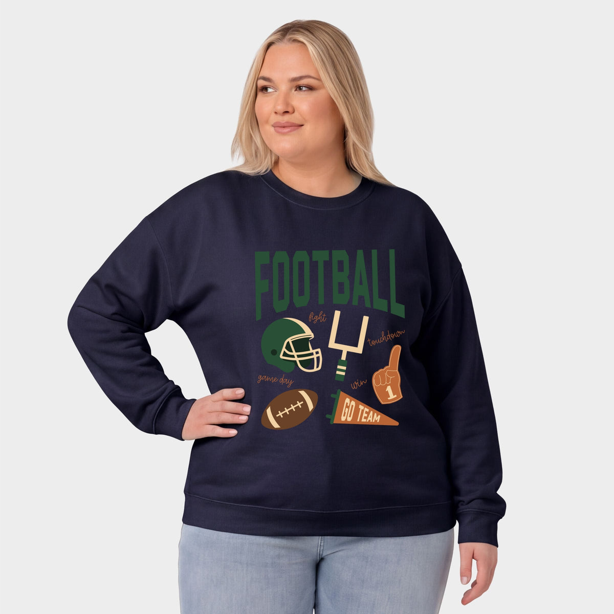 Football Green Icons -  Women's Plus Sized Graphic Sweatshirt