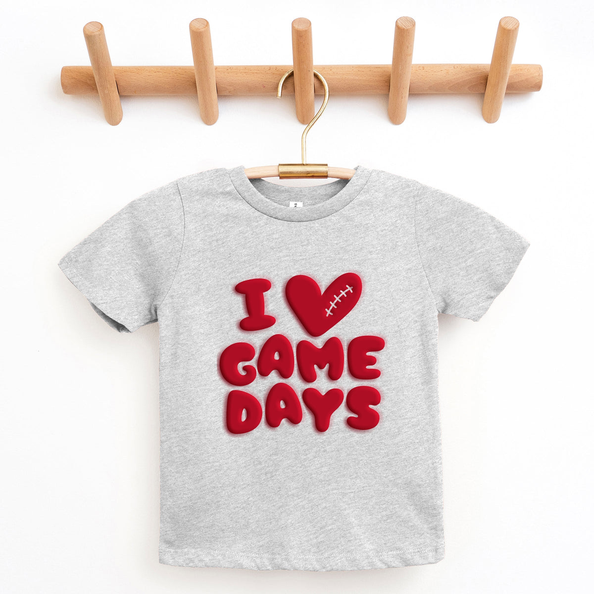 I Love Game Days Puff Print - Youth Short Sleeve Graphic T-Shirt