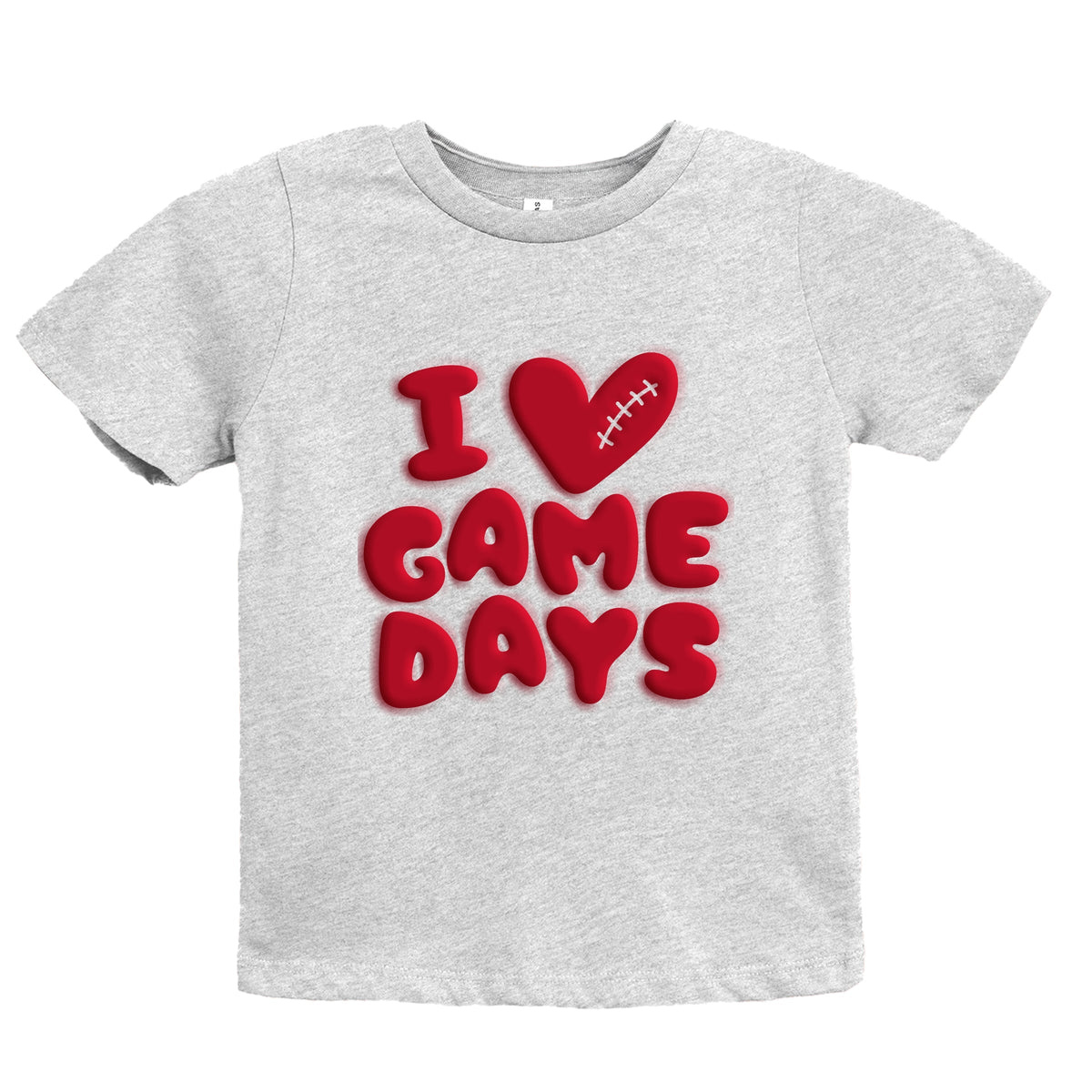 I Love Game Days Puff Print - Youth Short Sleeve Graphic T-Shirt