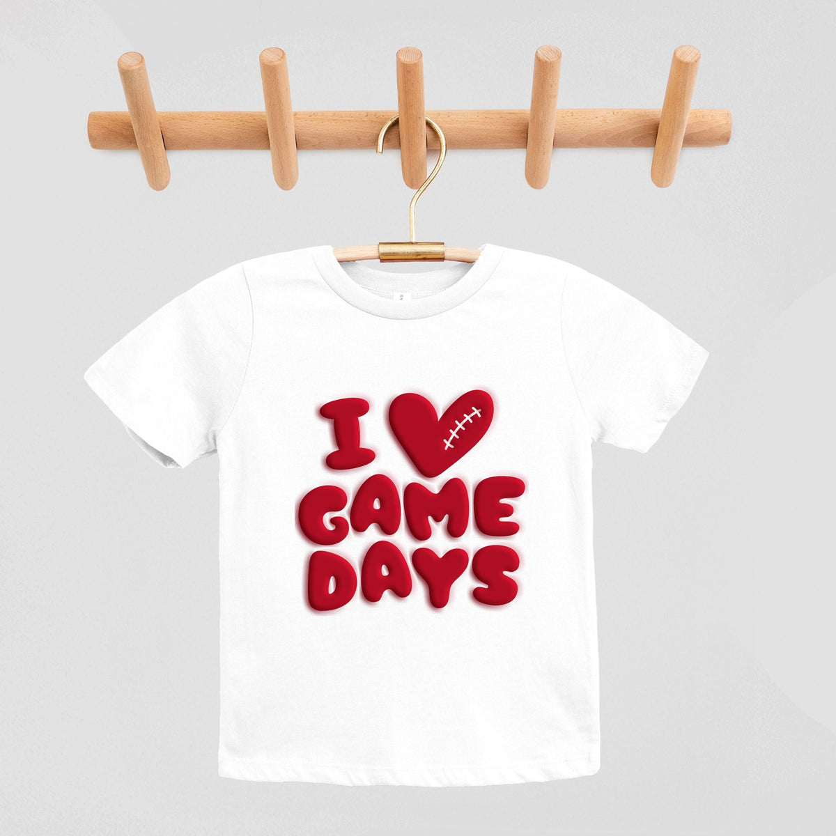I Love Game Days Puff Print - Youth Short Sleeve Graphic T-Shirt