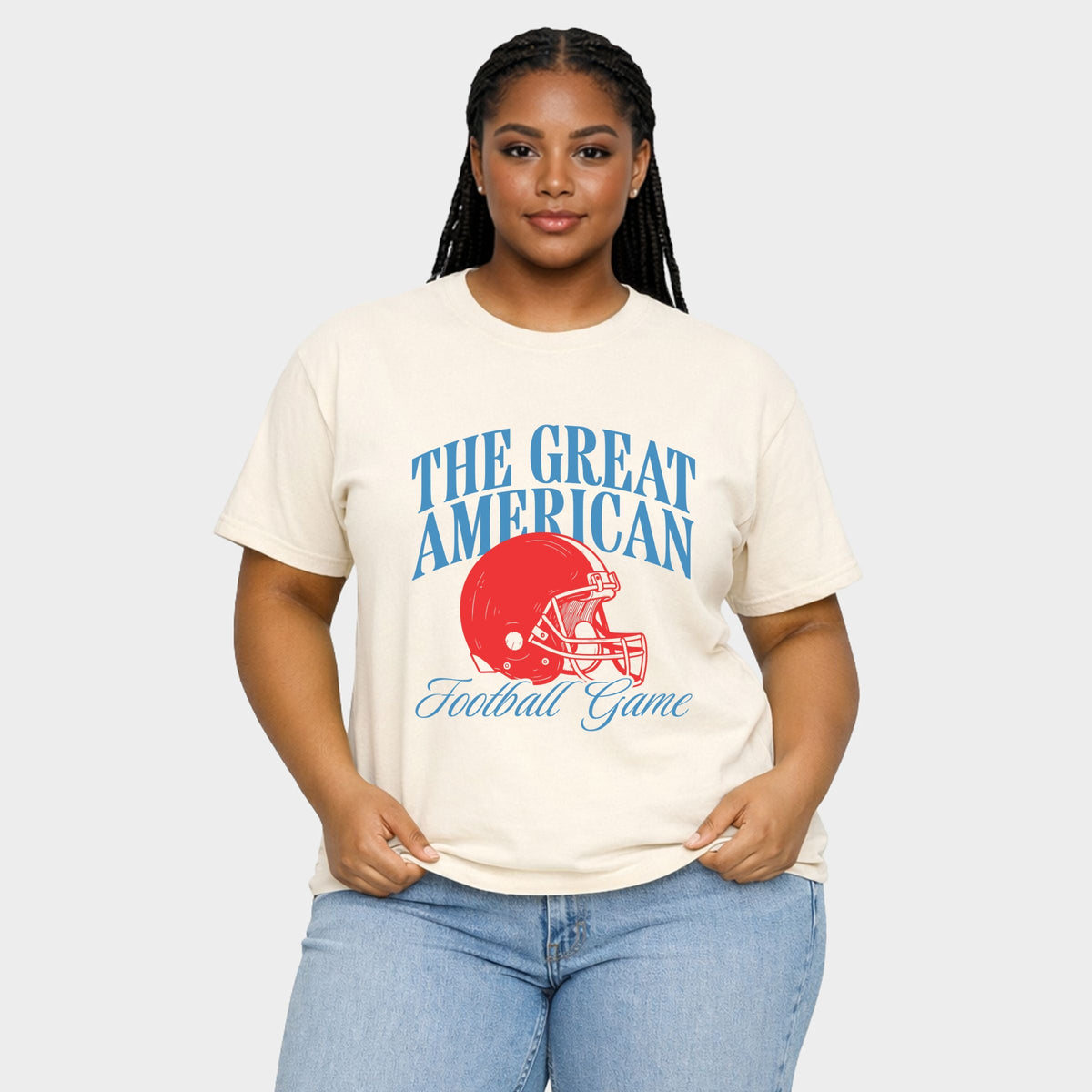 The Great American Football Game - Women's Plus Sized Garment Dyed Graphic T-Shirt