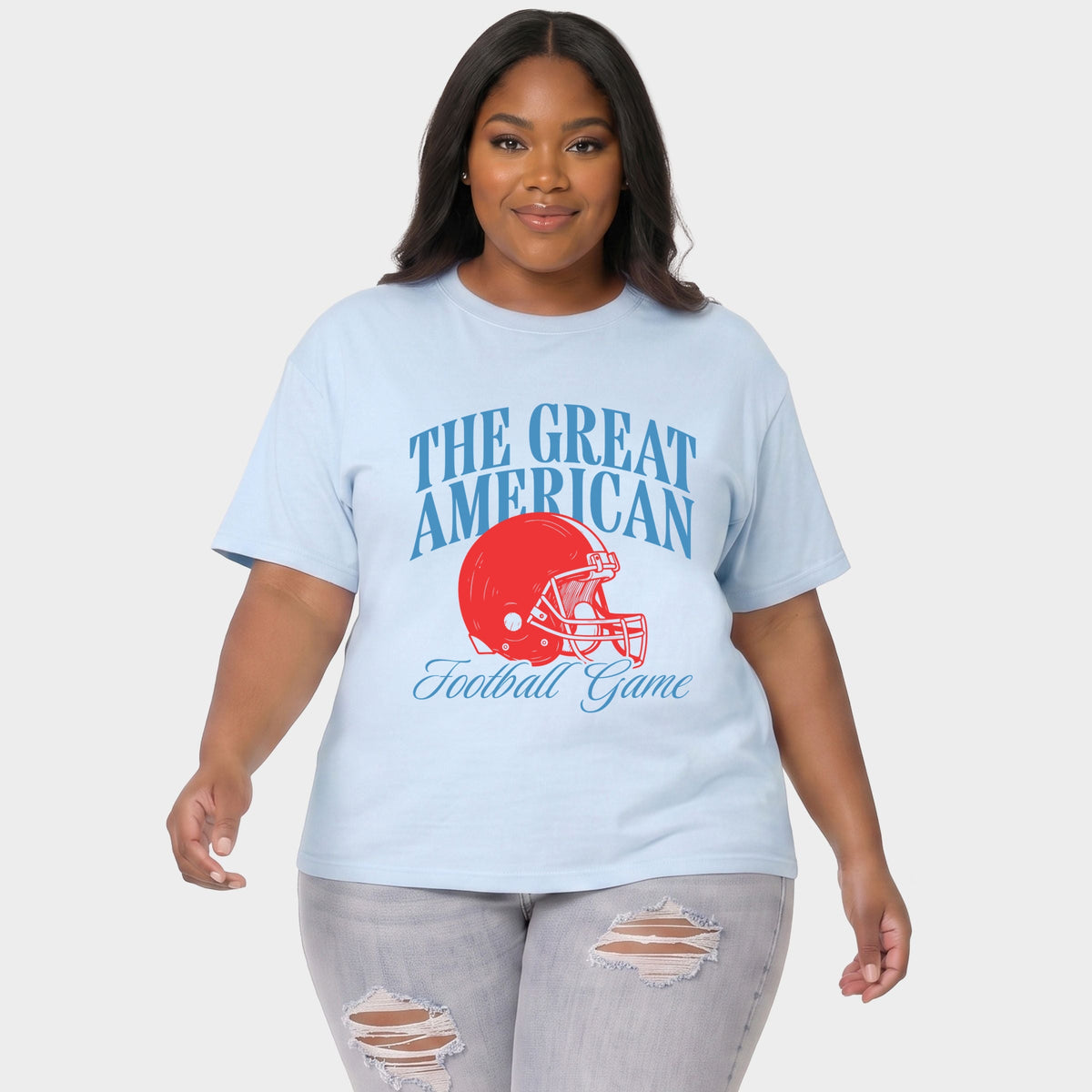The Great American Football Game - Women's Plus Sized Garment Dyed Graphic T-Shirt