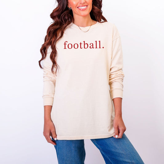 Football Typewriter - Women's Garment Dyed Long Sleeve Graphic T-Shirt