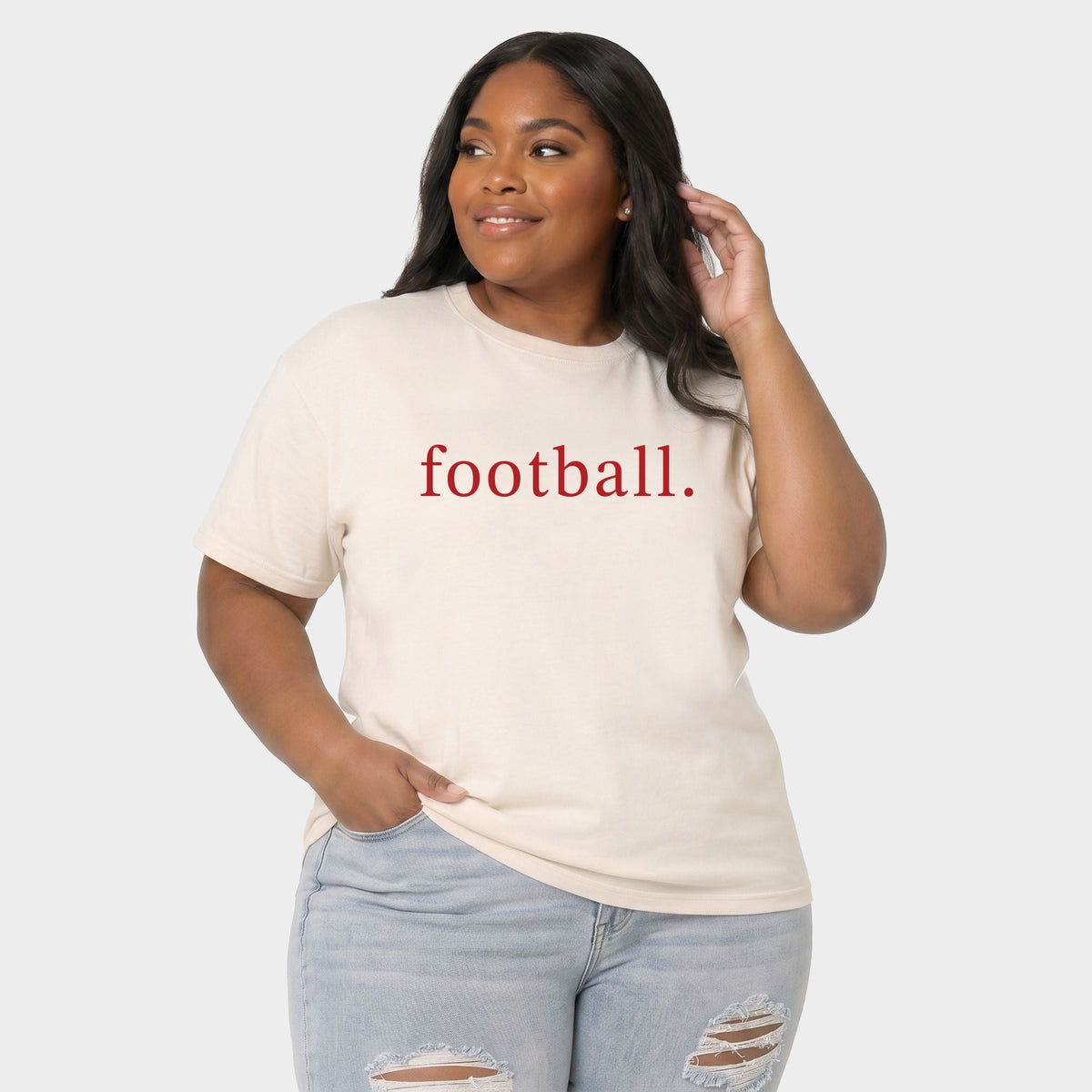 Football Typewriter - Women's Plus Sized Garment Dyed Graphic T-Shirt