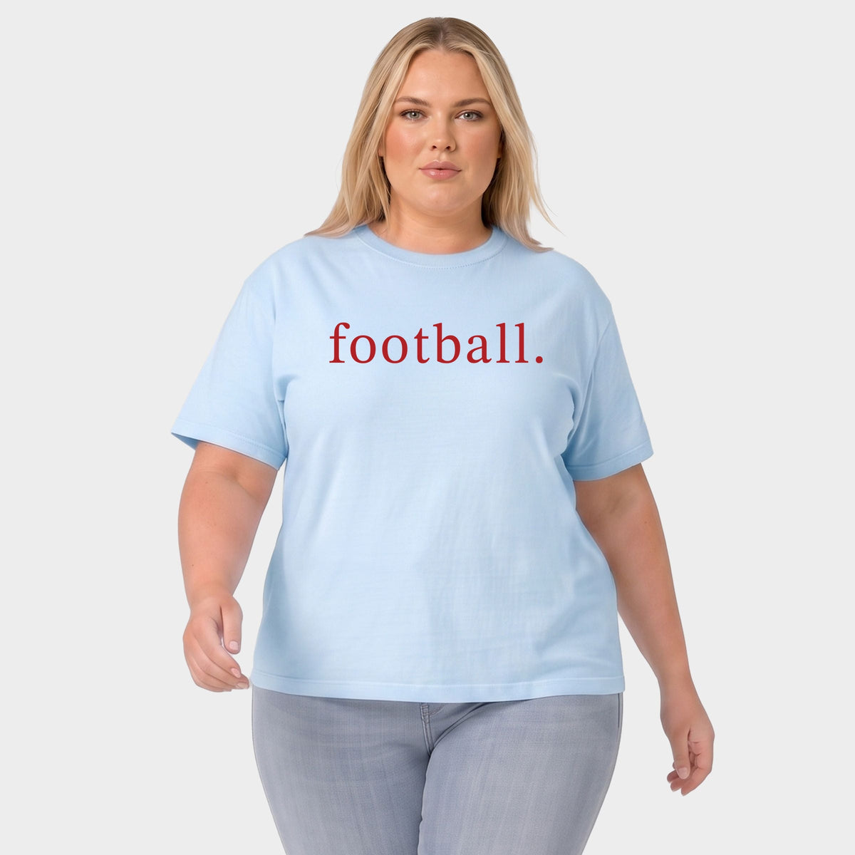 Football Typewriter - Women's Plus Sized Garment Dyed Graphic T-Shirt