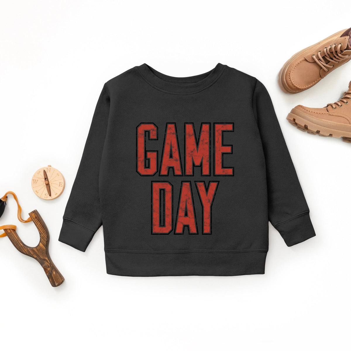 Game Day Outlined Distressed - Youth Graphic Sweatshirt