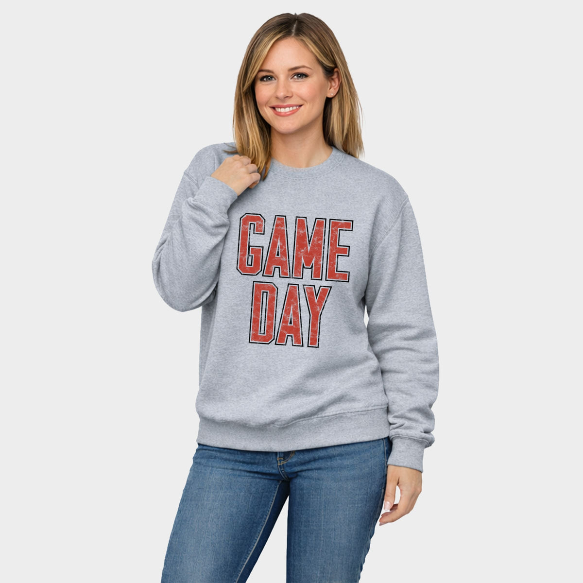 Game Day Outlined Distressed -  Women's Graphic Sweatshirt
