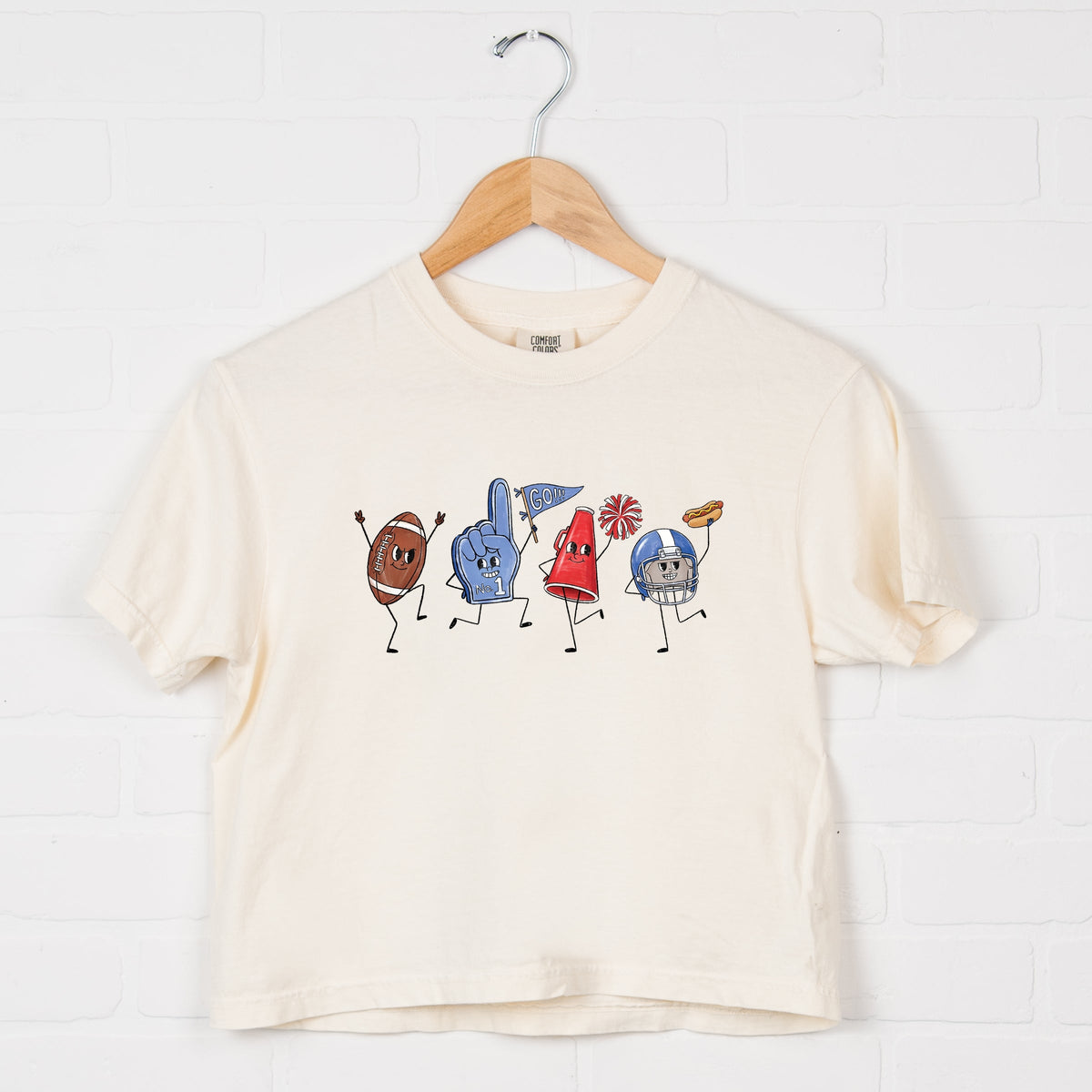 Football Stick Figures - Women's Boxy Crop Top Graphic T-Shirt