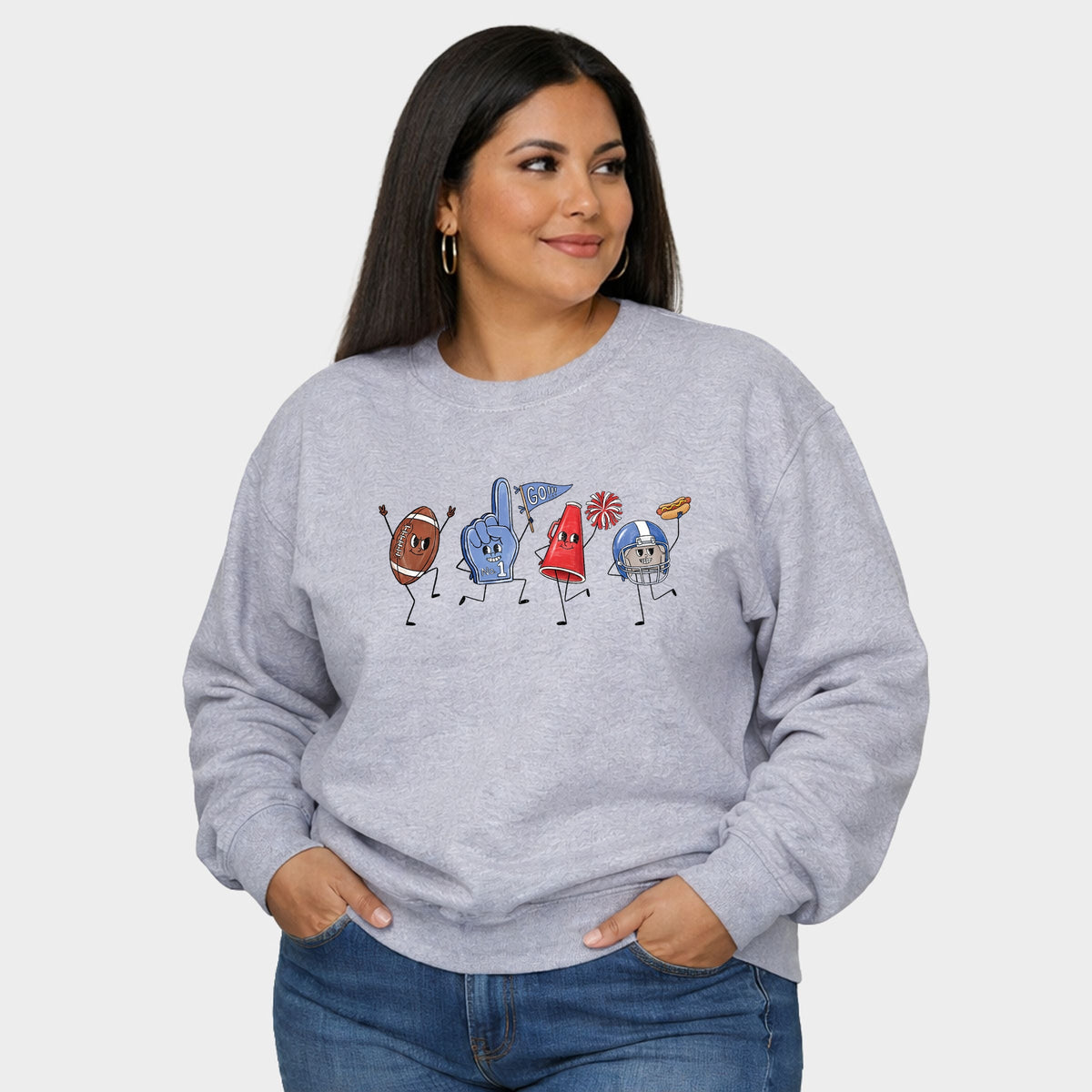 Football Stick Figures - Women's Plus Sized Graphic Sweatshirt