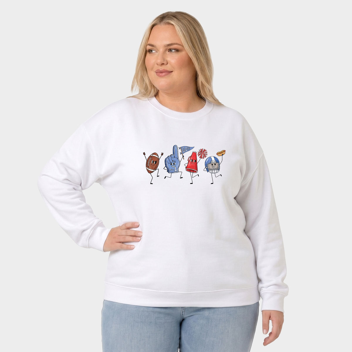 Football Stick Figures - Women's Plus Sized Graphic Sweatshirt