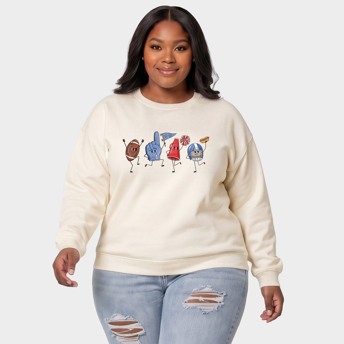 Football Stick Figures - Women's Plus Sized Graphic Sweatshirt