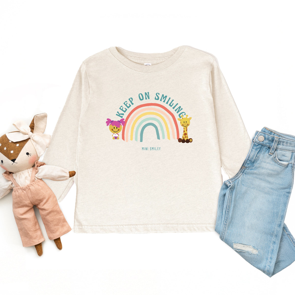 Mini Smiley Keep On Smiling Rainbow - Toddler Long Sleeve Graphic Tee