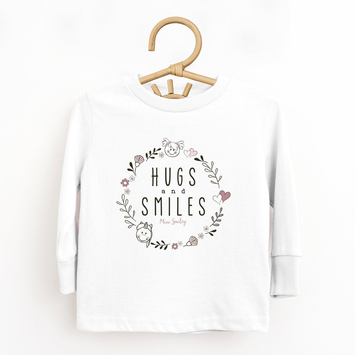 Mini Smiley Hugs and Smiles - Toddler Long Sleeve Graphic Tee