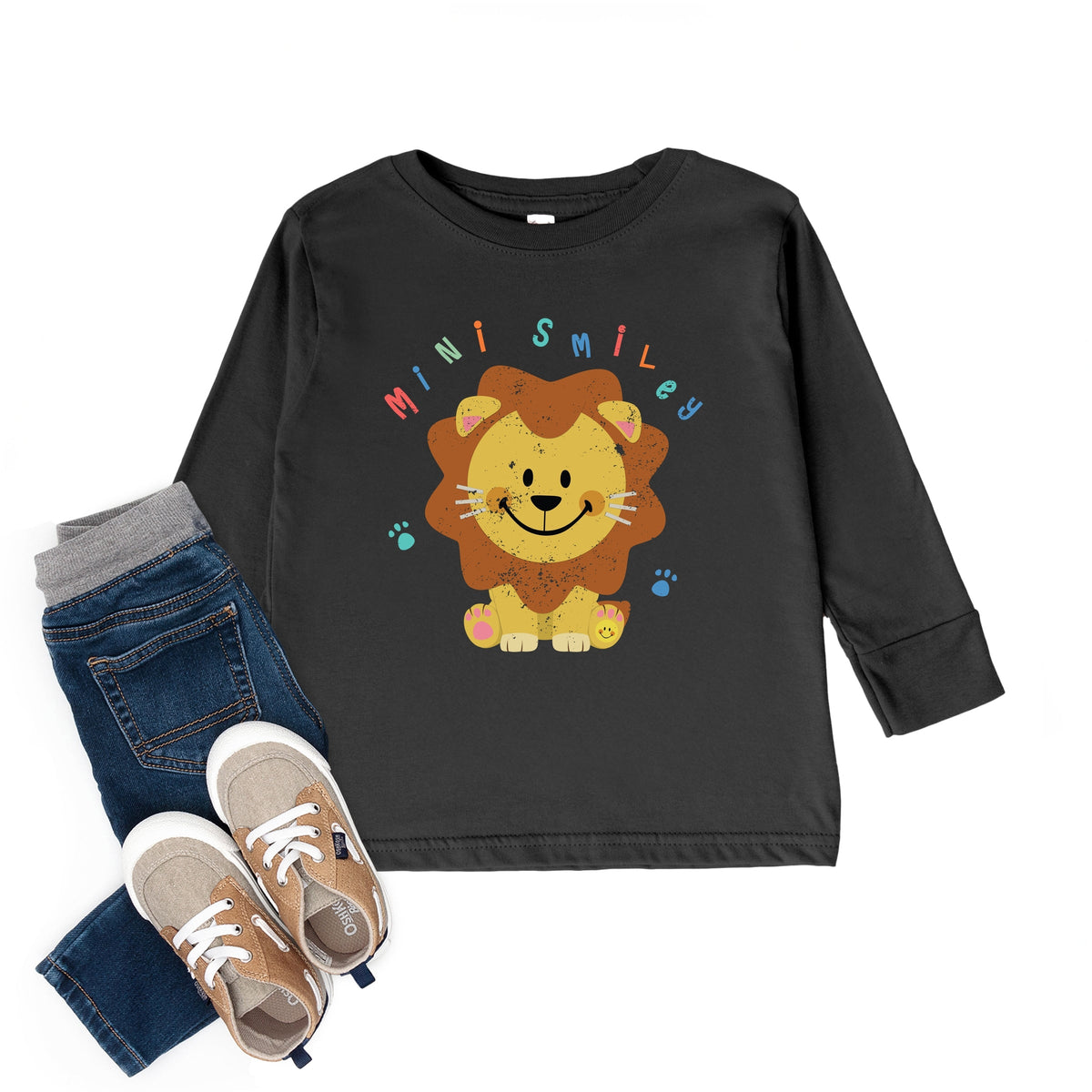 Mini Smiley Lion Paws - Toddler Long Sleeve Graphic Tee