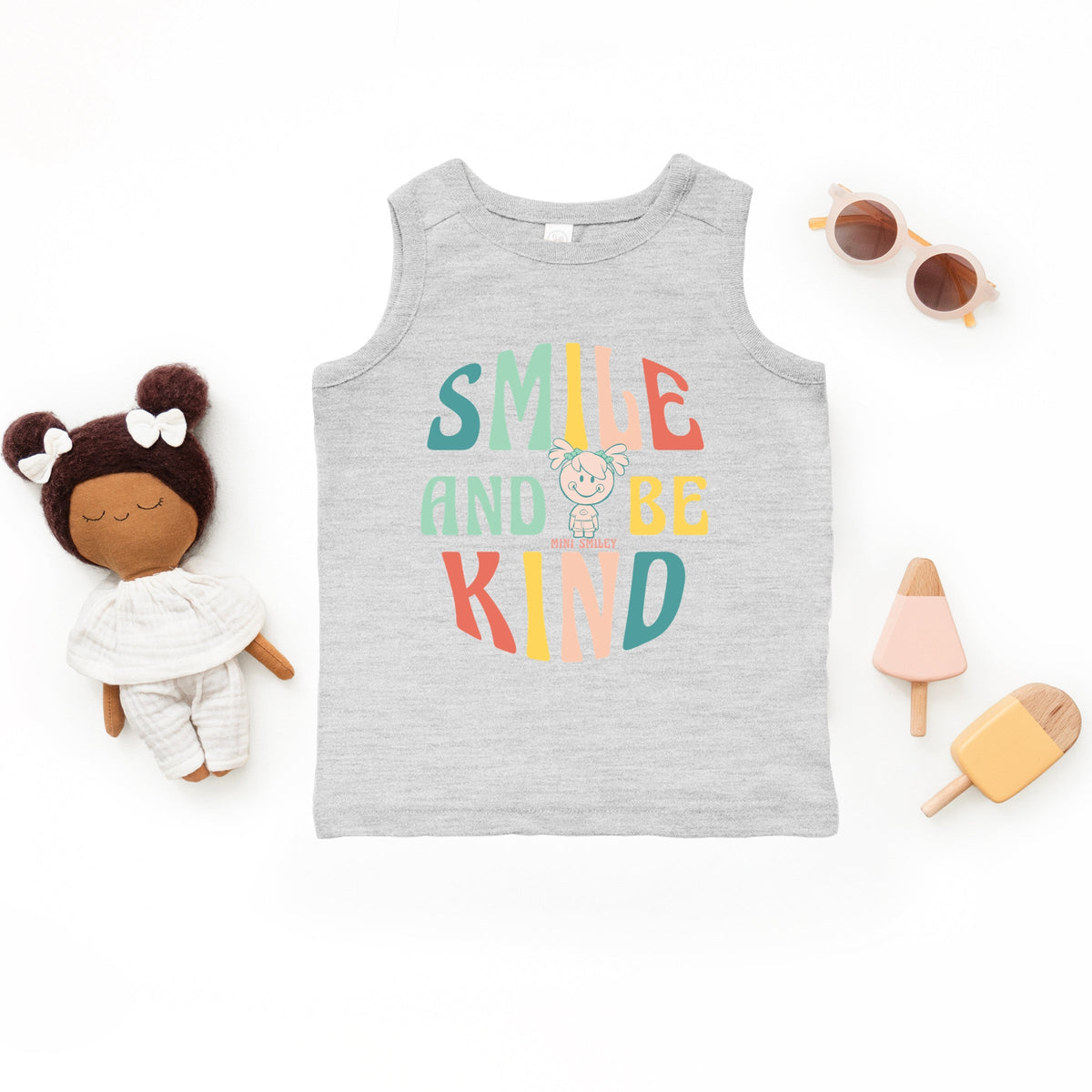 Mini Smiley Smile and Be Kind Aria - Toddler Graphic Tank