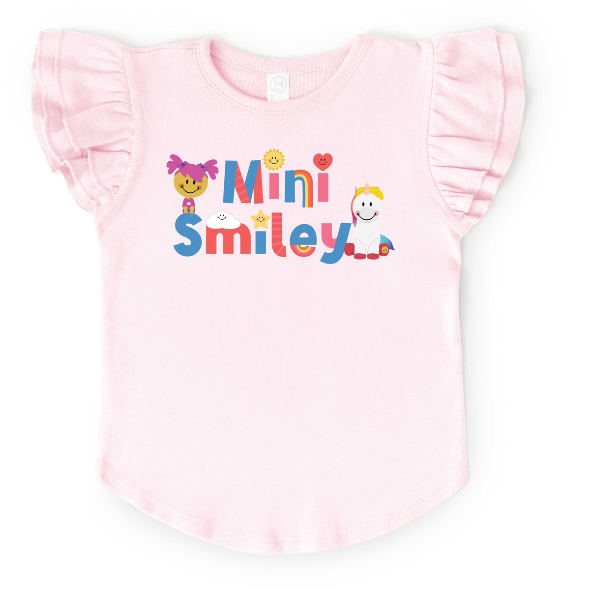 Mini Smiley Icons Unicorn - Flutter Sleeve Graphic T-Shirt