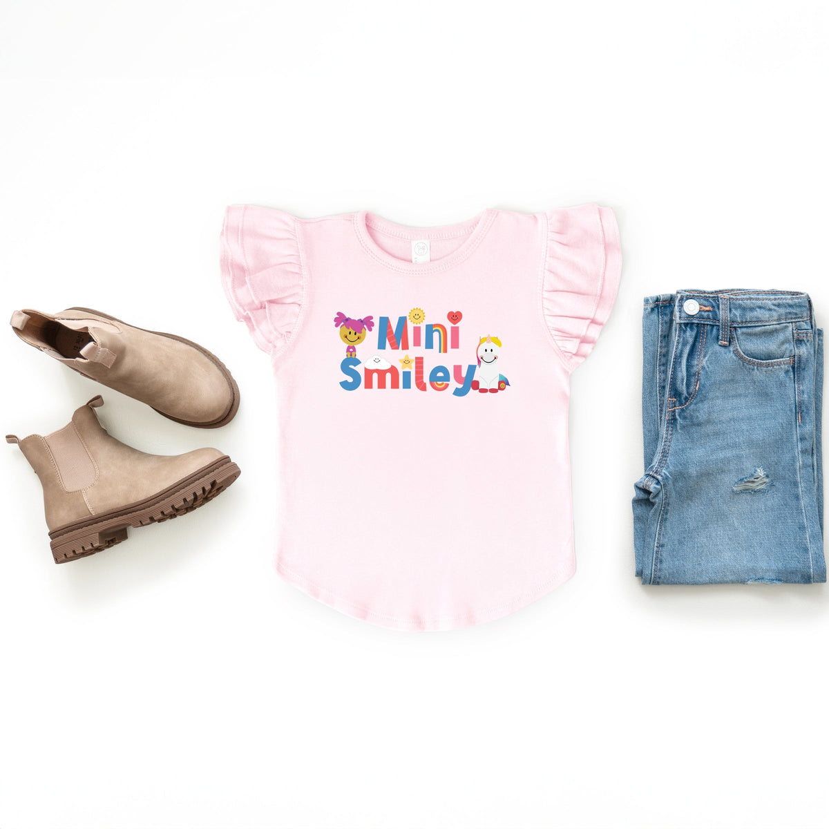 Mini Smiley Icons Unicorn - Flutter Sleeve Graphic T-Shirt