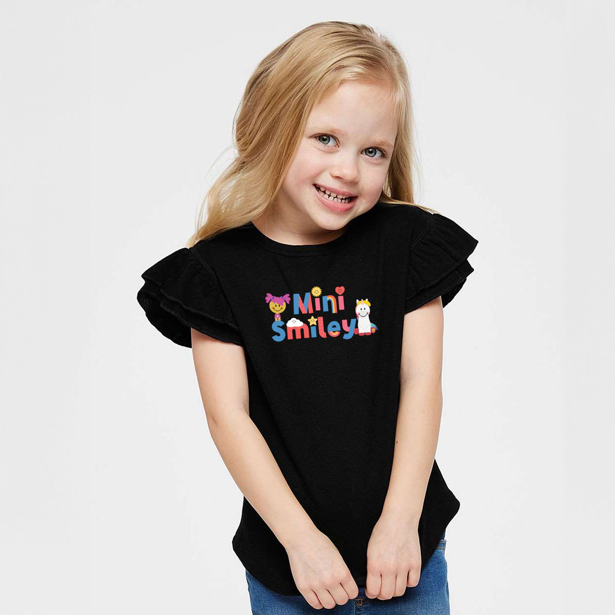 Mini Smiley Icons Unicorn - Flutter Sleeve Graphic T-Shirt