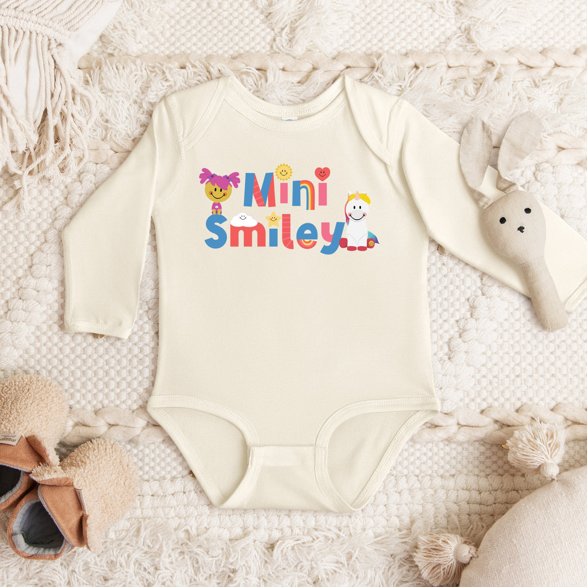 Mini Smiley Icons Unicorn - Baby Long Sleeve Bodysuit
