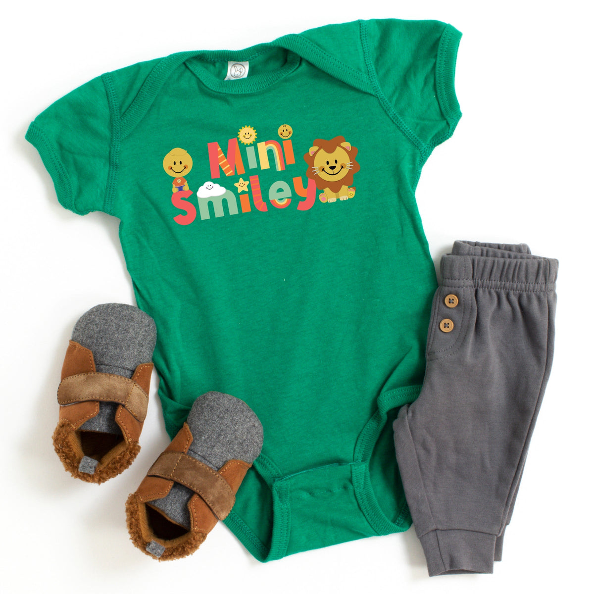 Mini Smiley Icons Lion - Baby Short Sleeve Graphic Bodysuit