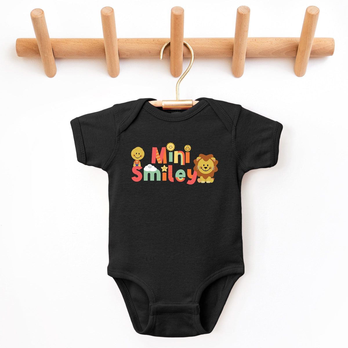 Mini Smiley Icons Lion - Baby Short Sleeve Graphic Bodysuit