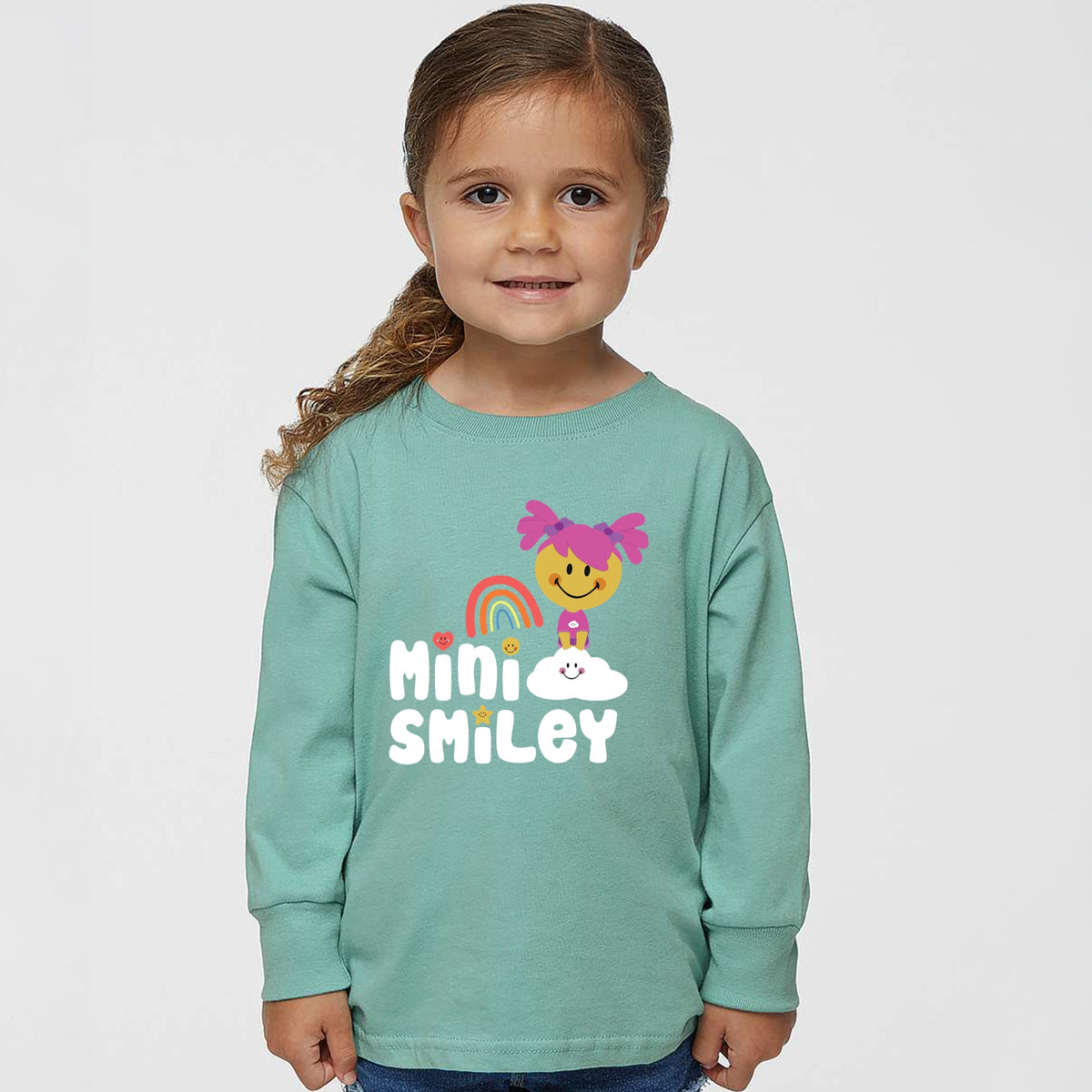 Mini Smiley Rainbow Cloud Aria - Toddler Long Sleeve Graphic Tee