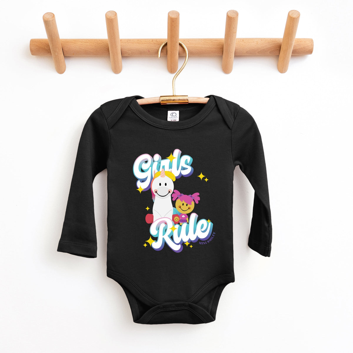 Mini Smiley Girls Rule - Baby Long Sleeve Bodysuit