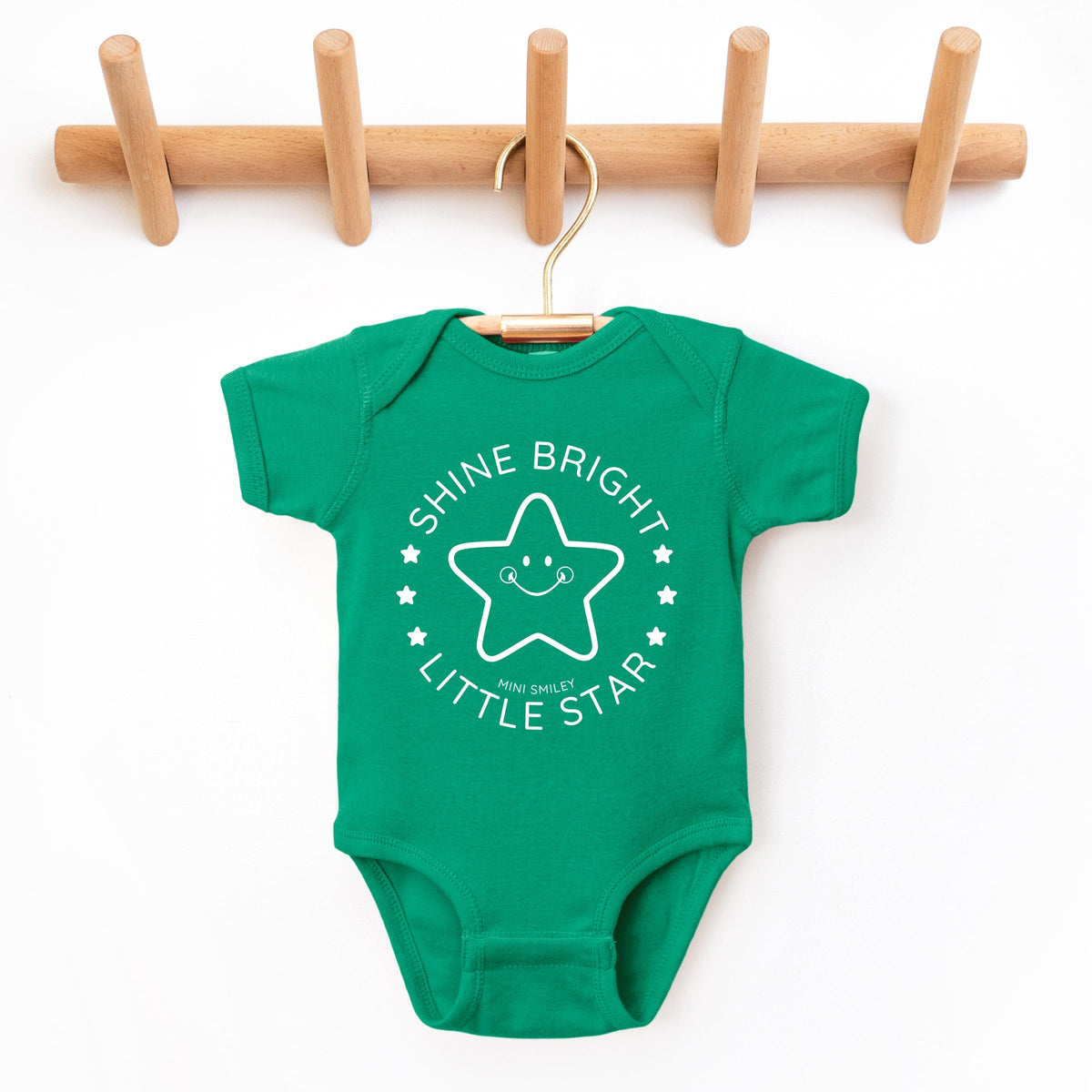 Mini Smiley Shine Bright Little Star - Baby Short Sleeve Graphic Bodysuit