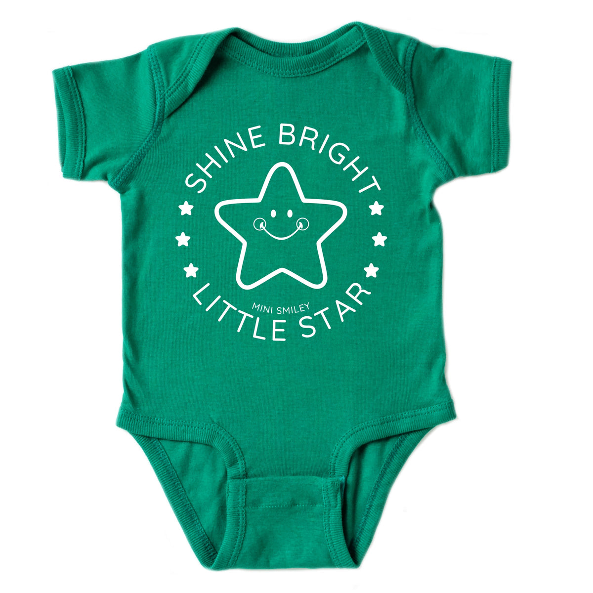 Mini Smiley Shine Bright Little Star - Baby Short Sleeve Graphic Bodysuit