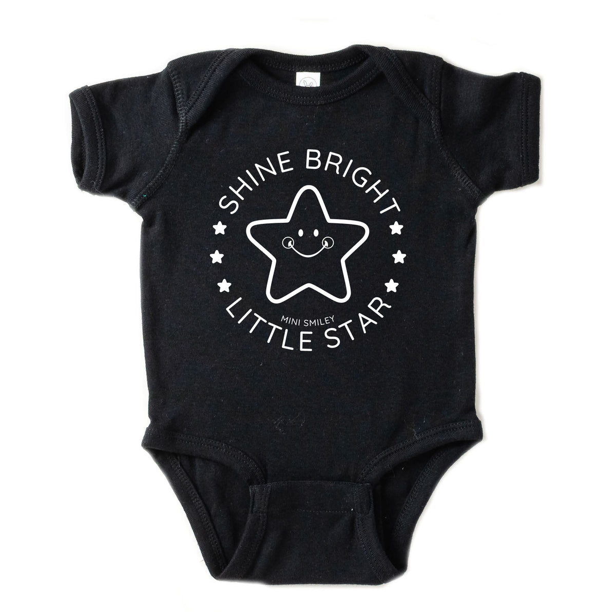 Mini Smiley Shine Bright Little Star - Baby Short Sleeve Graphic Bodysuit