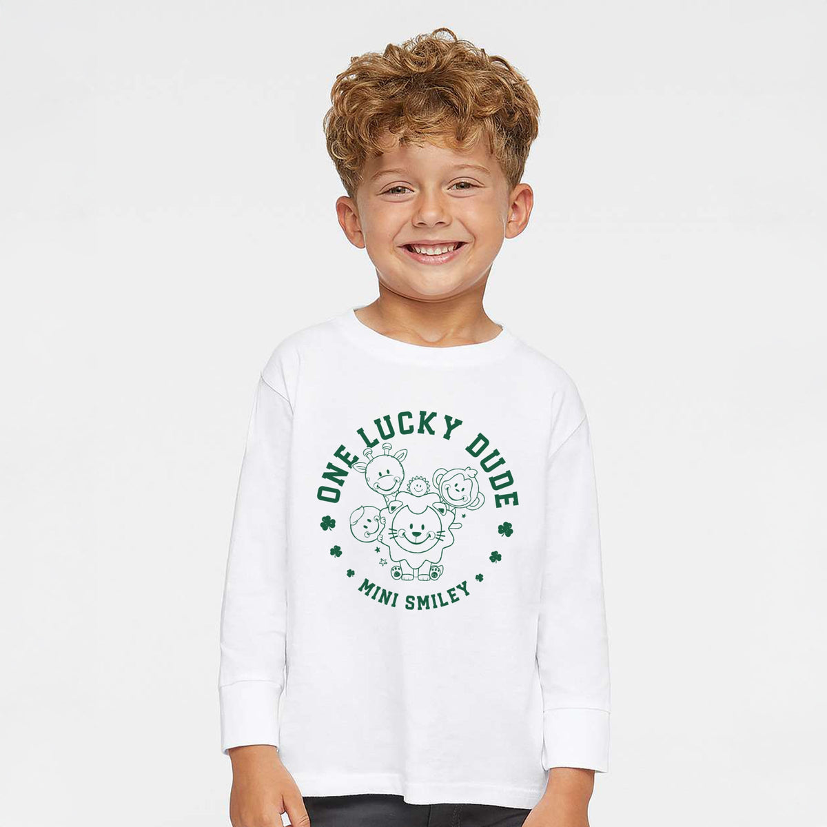 Mini Smiley One Lucky Dude - Toddler Long Sleeve Graphic Tee