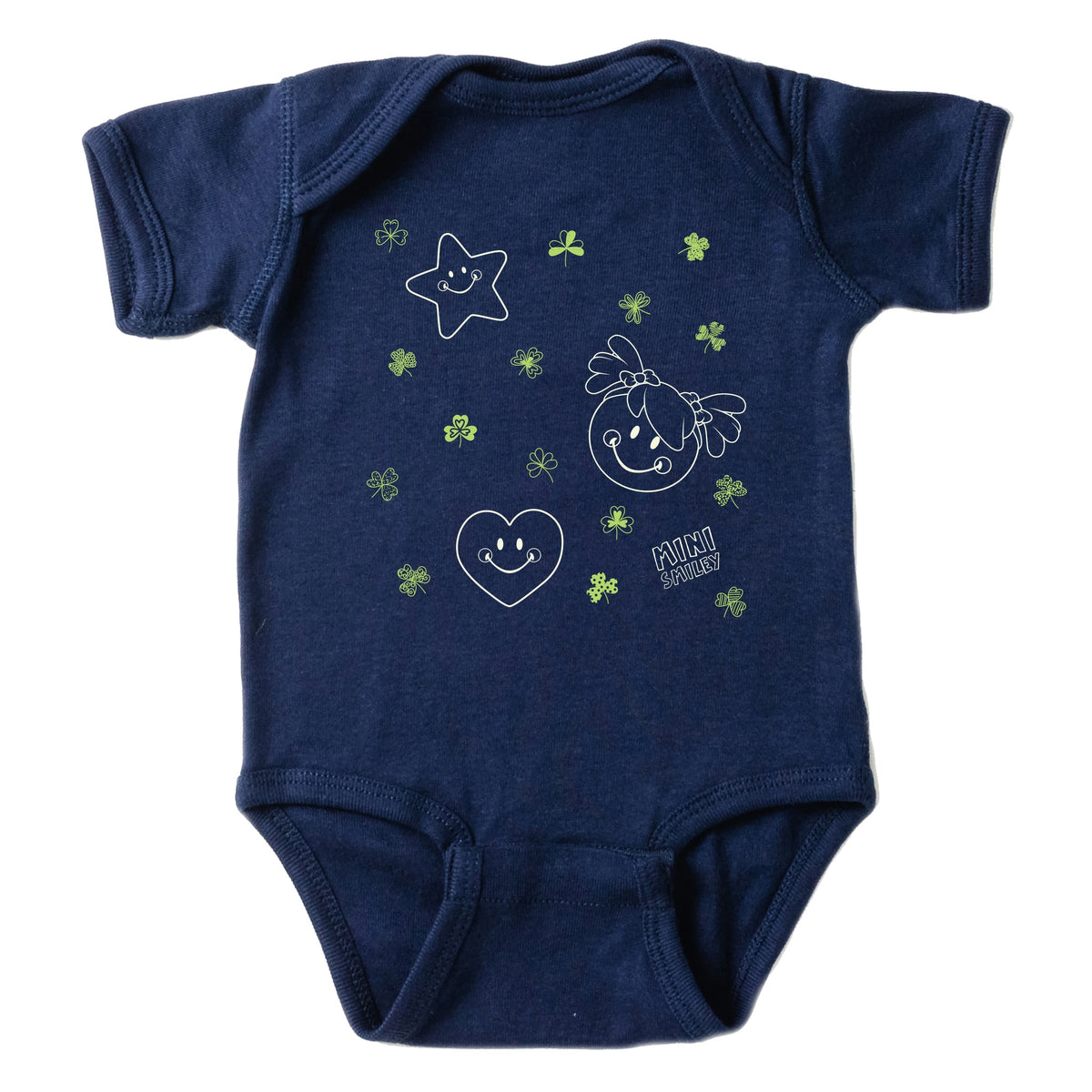Mini Smiley Aria Clovers - Baby Short Sleeve Graphic Bodysuit