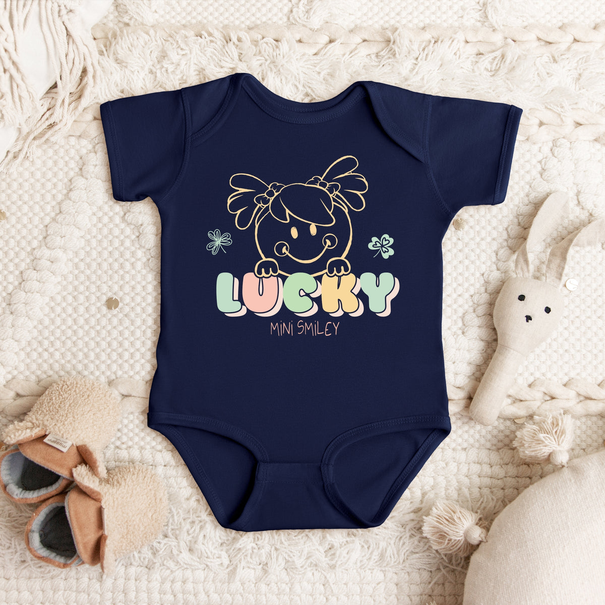 Mini Smiley Lucky Aria - Baby Short Sleeve Graphic Bodysuit