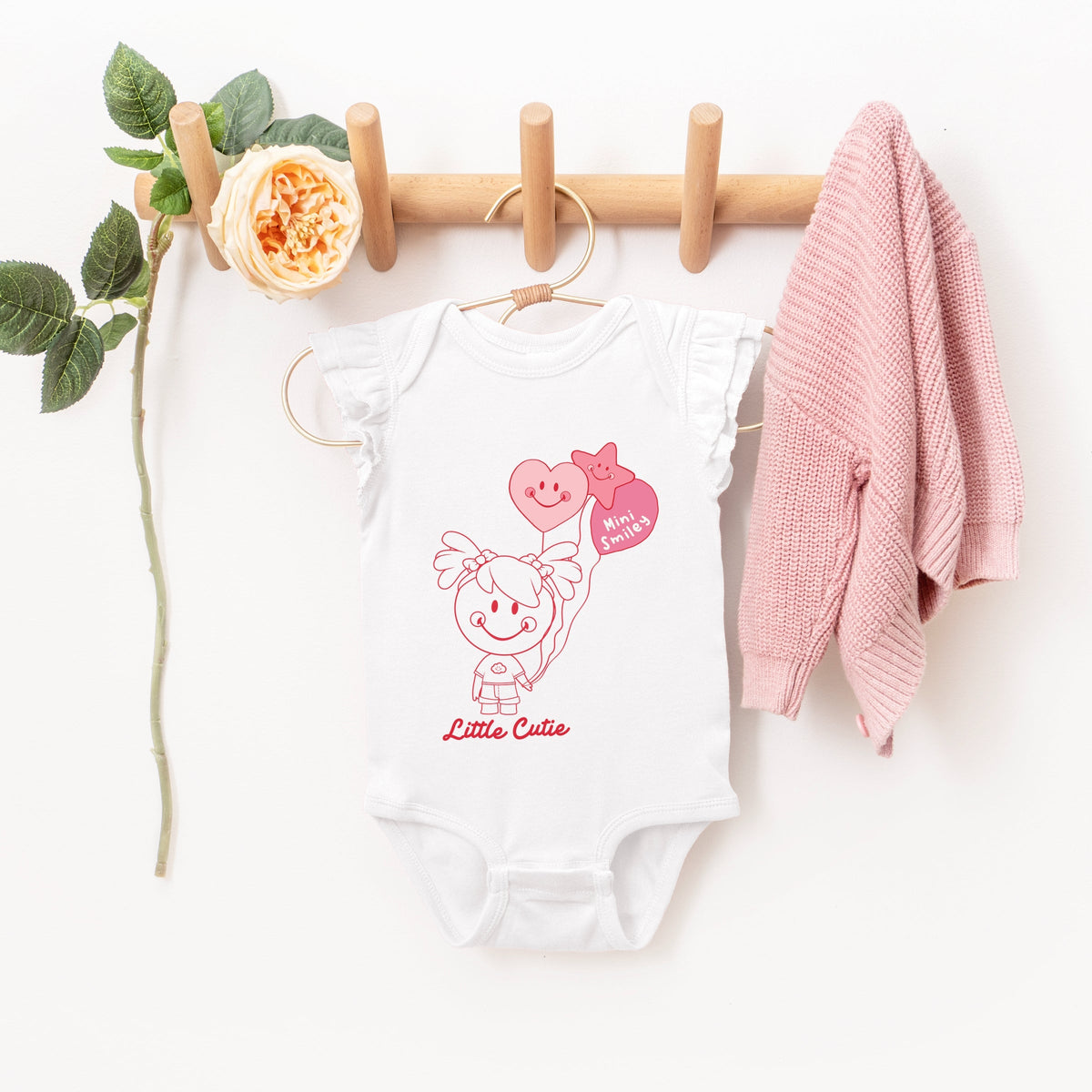 Mini Smiley Aria Balloons - Baby Flutter Sleeve Bodysuit