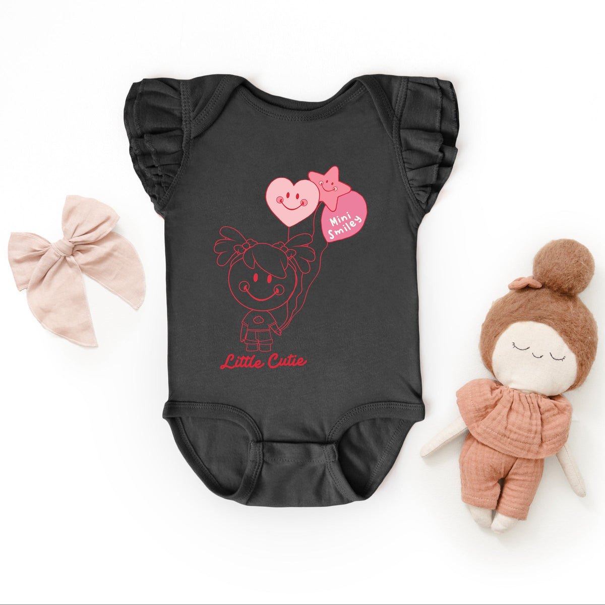 Mini Smiley Aria Balloons - Baby Flutter Sleeve Bodysuit