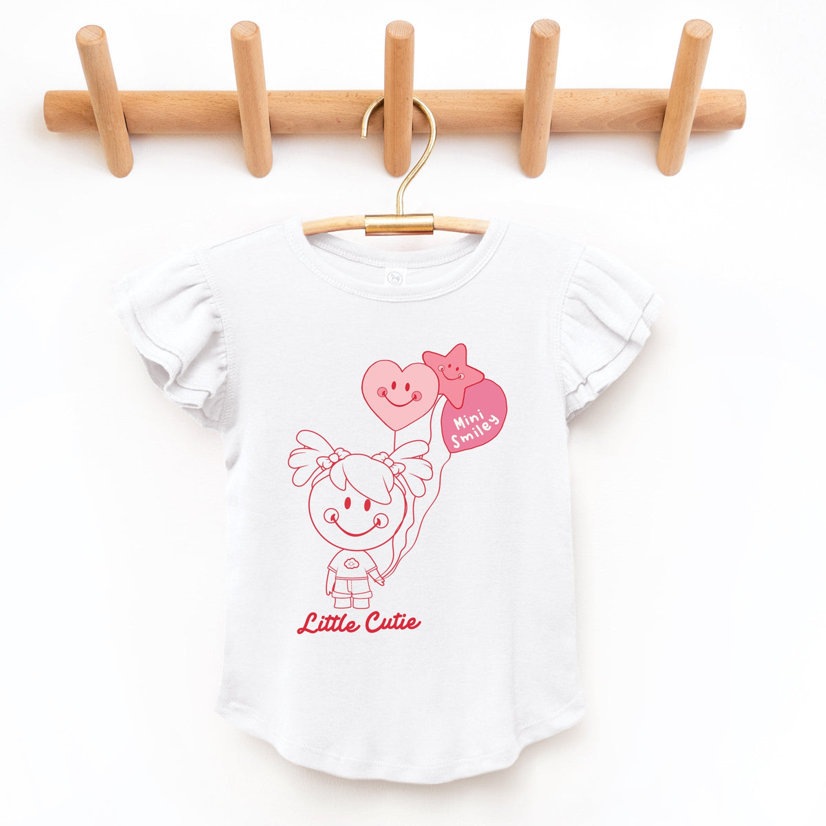 Mini Smiley Aria Balloons - Flutter Sleeve Graphic T-Shirt