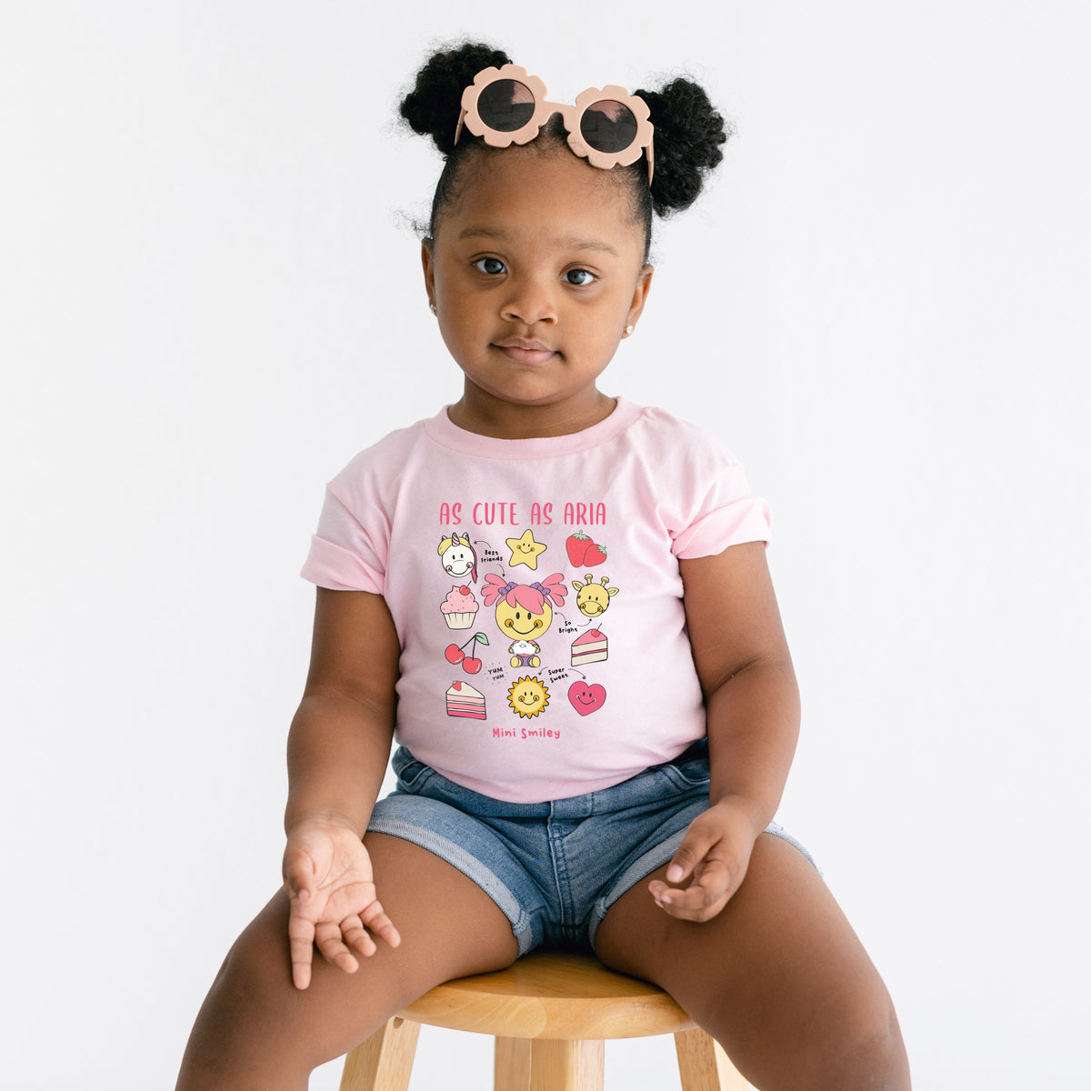 Mini Smiley As Cute As Aria - Toddler Short Sleeve Graphic T-Shirt
