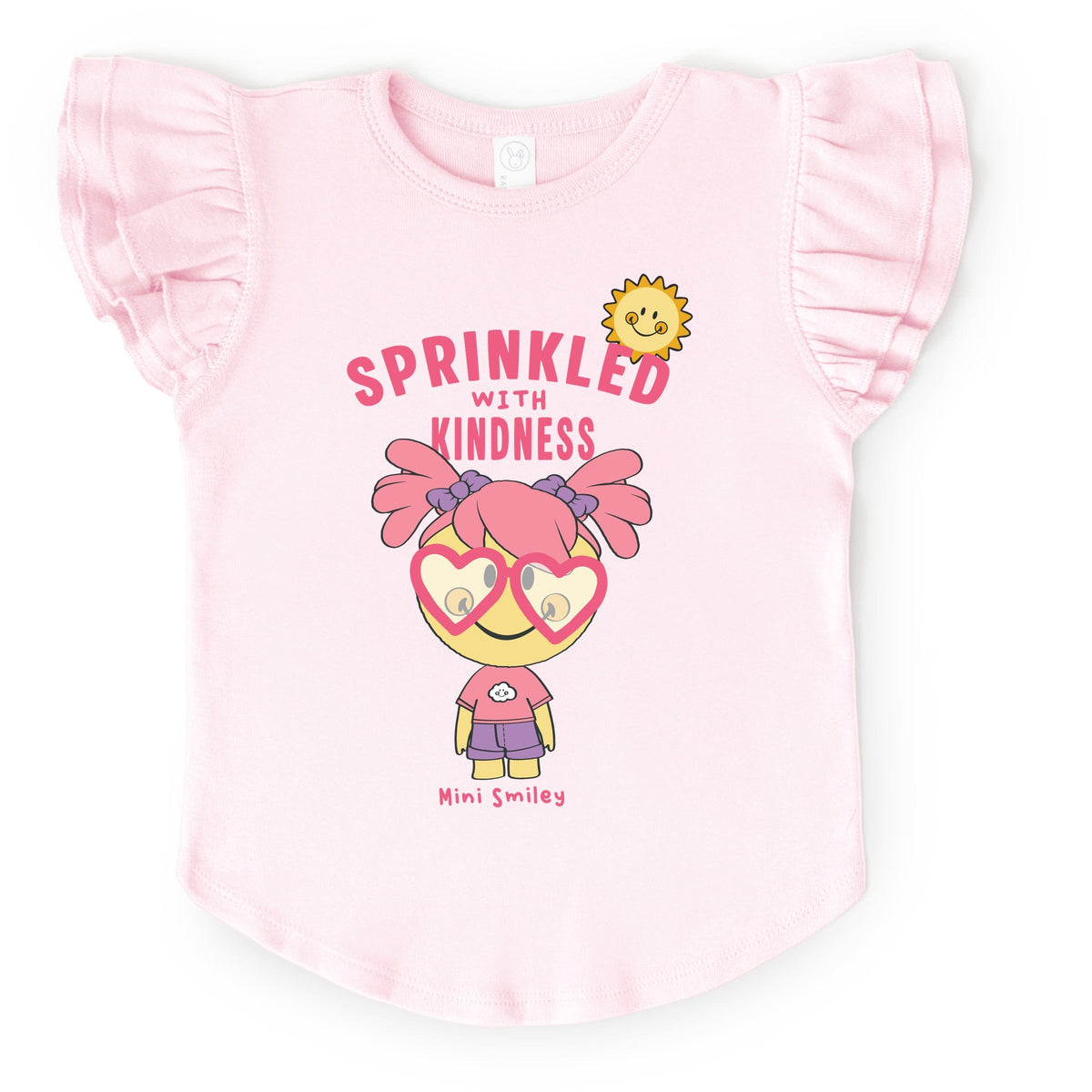 Mini Smiley Sprinkled With Kindness - Flutter Sleeve Graphic T-Shirt