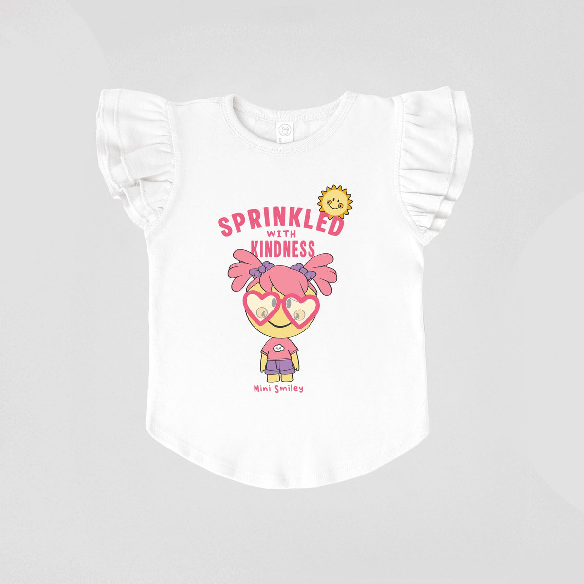 Mini Smiley Sprinkled With Kindness - Flutter Sleeve Graphic T-Shirt