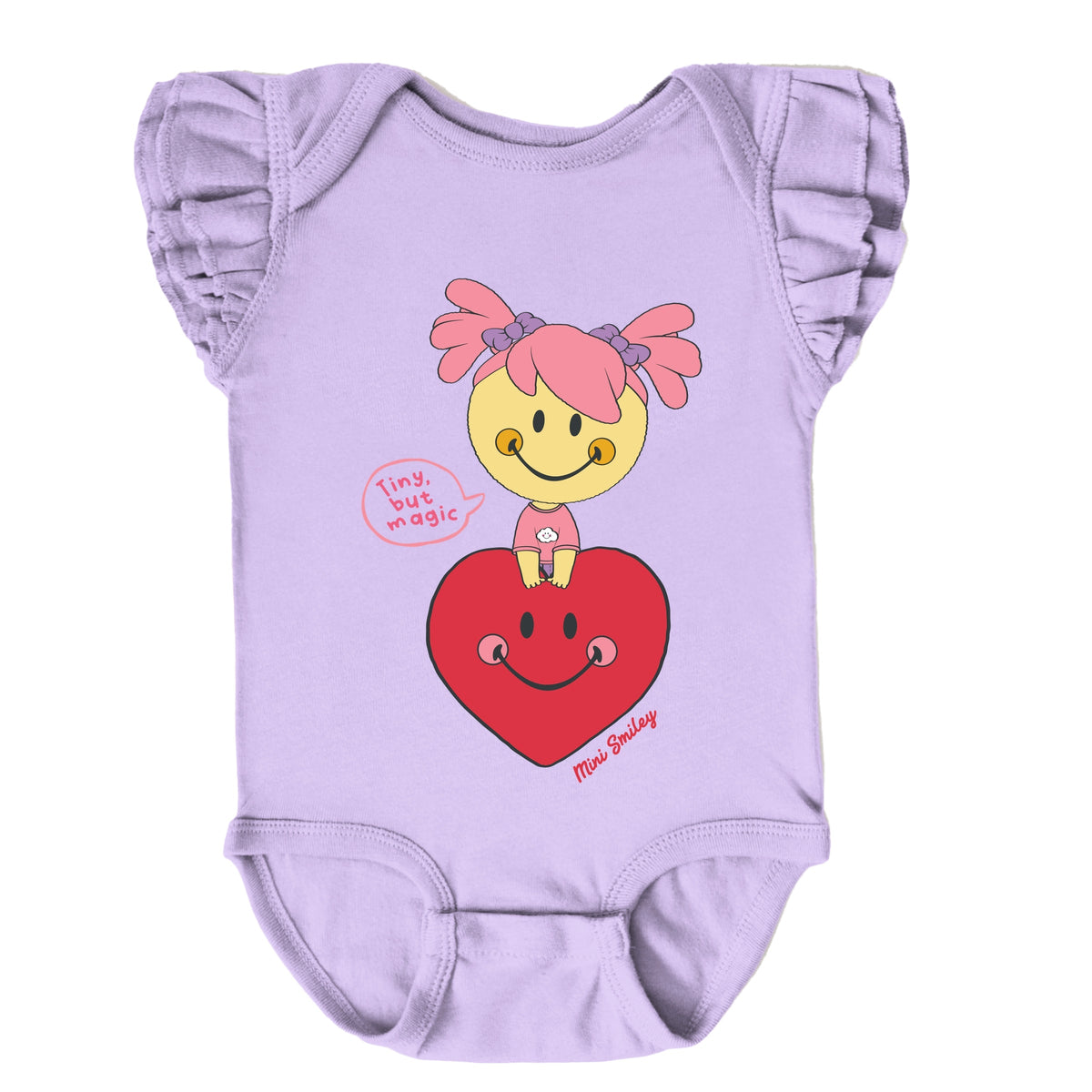 Mini Smiley Tiny, But Magic - Baby Flutter Sleeve Bodysuit
