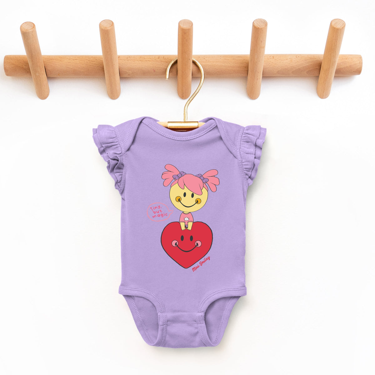 Mini Smiley Tiny, But Magic - Baby Flutter Sleeve Bodysuit