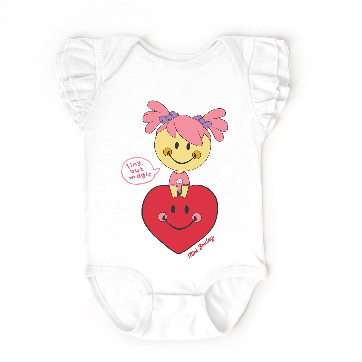 Mini Smiley Tiny, But Magic - Baby Flutter Sleeve Bodysuit