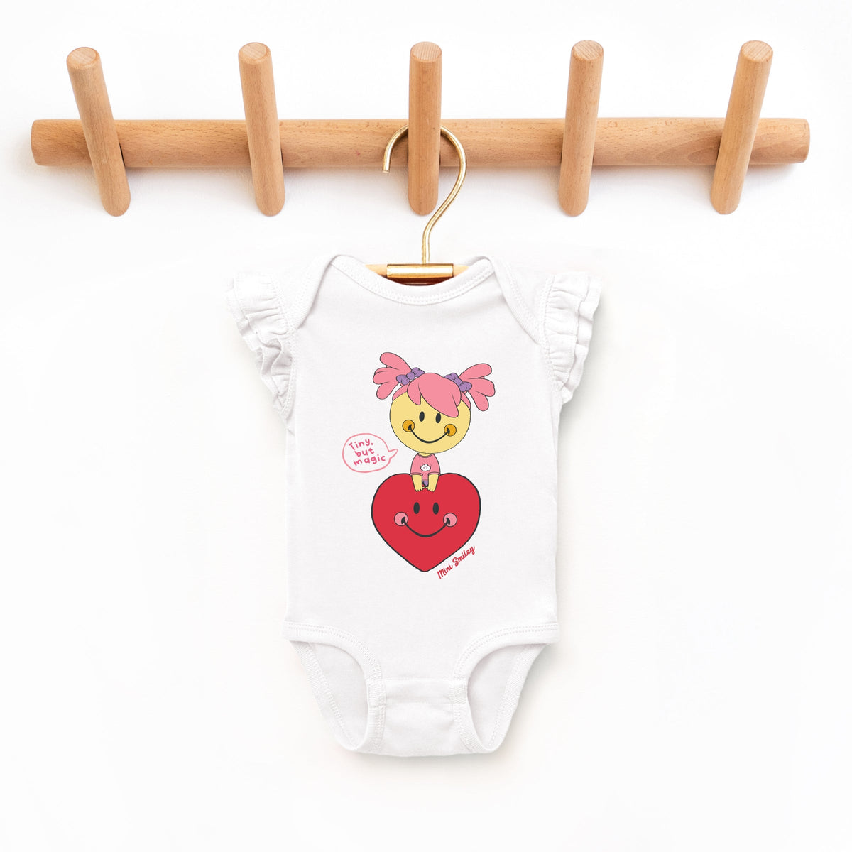 Mini Smiley Tiny, But Magic - Baby Flutter Sleeve Bodysuit