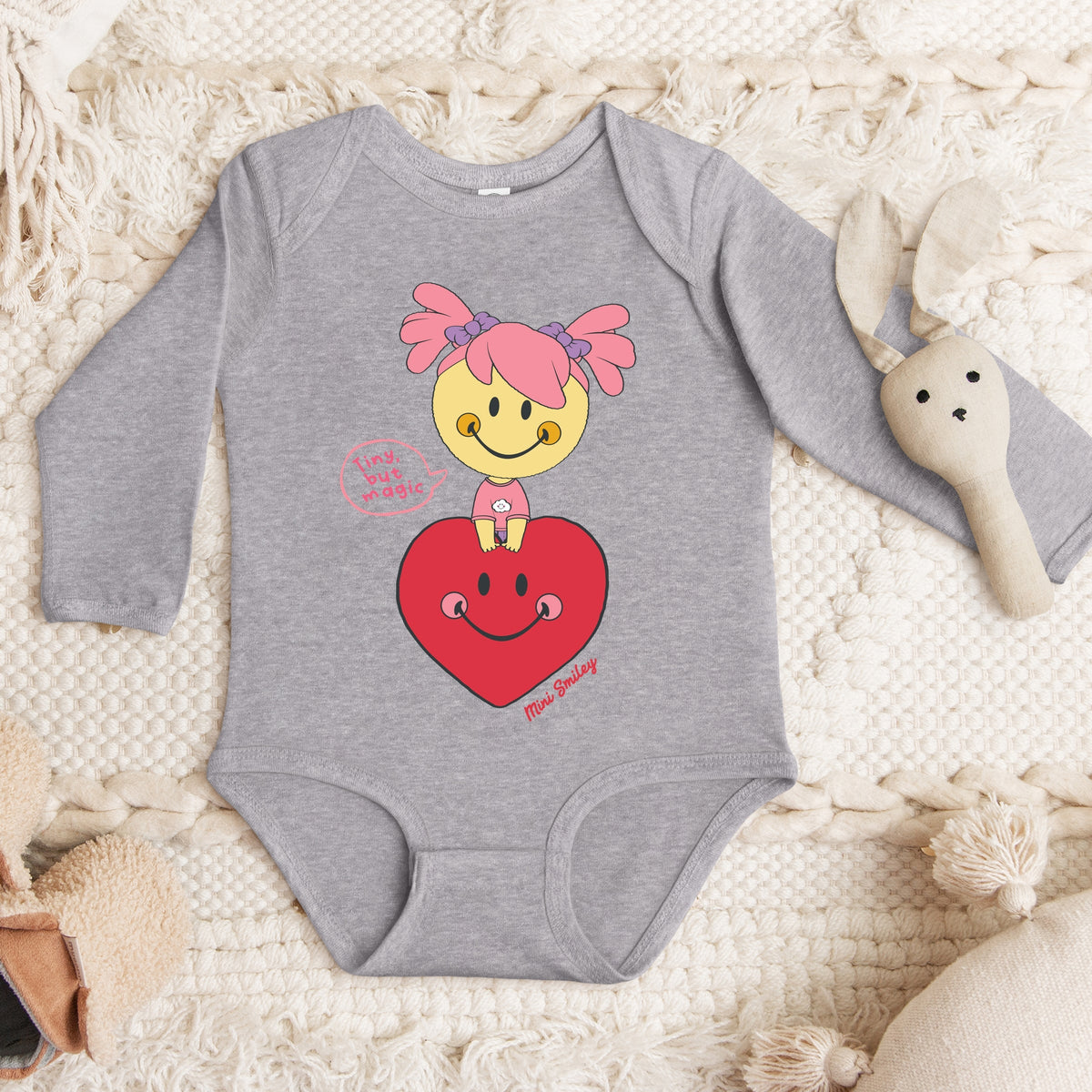 Mini Smiley Tiny, But Magic - Baby Long Sleeve Bodysuit