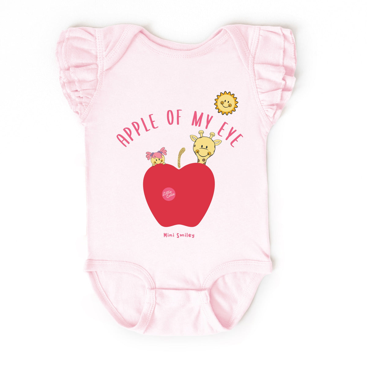 Mini Smiley Apple Of My Eye - Baby Flutter Sleeve Bodysuit