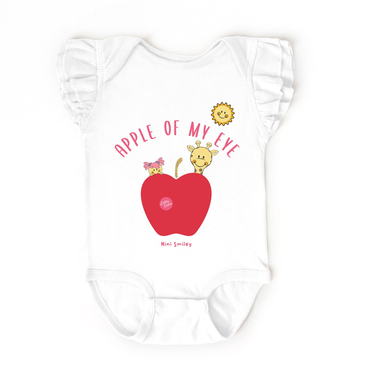 Mini Smiley Apple Of My Eye - Baby Flutter Sleeve Bodysuit